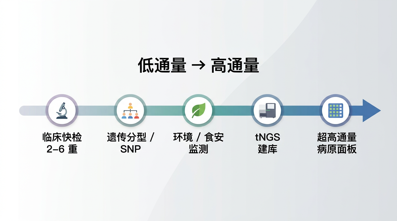 多重 PCR 应用通量谱（示意）