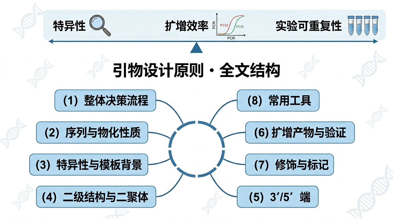 全文结构:从决策流程到物化、特异性、结构、末端、产物、修饰与工具(总览示意)