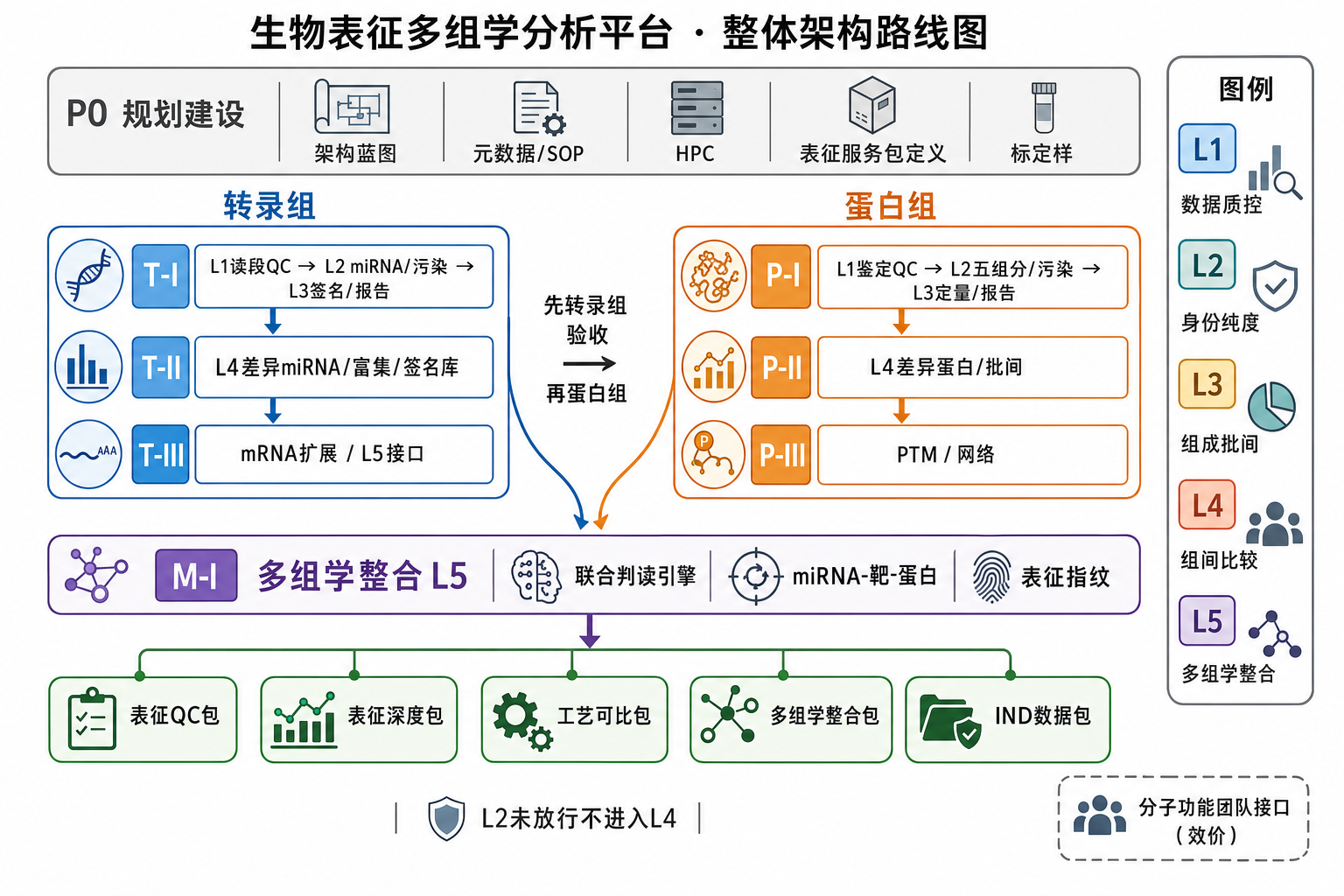 图 1 生物表征多组学分析平台整体架构路线图