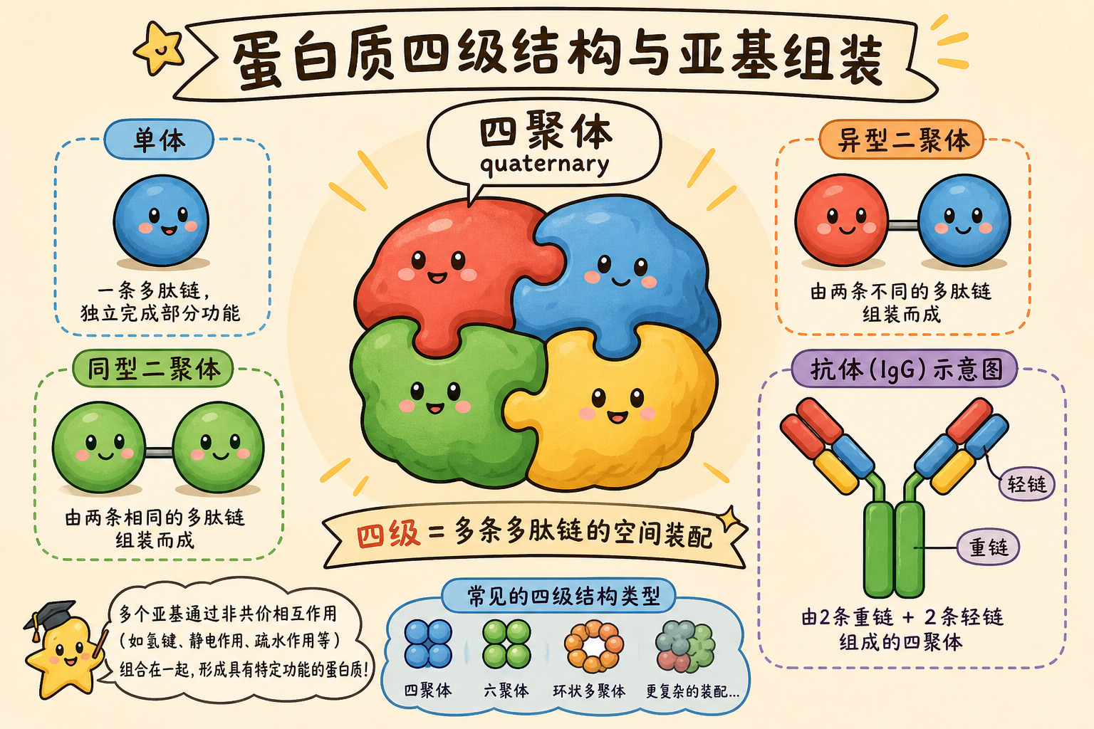 图 5　四级结构：单体、同源/异源寡聚与多链装配