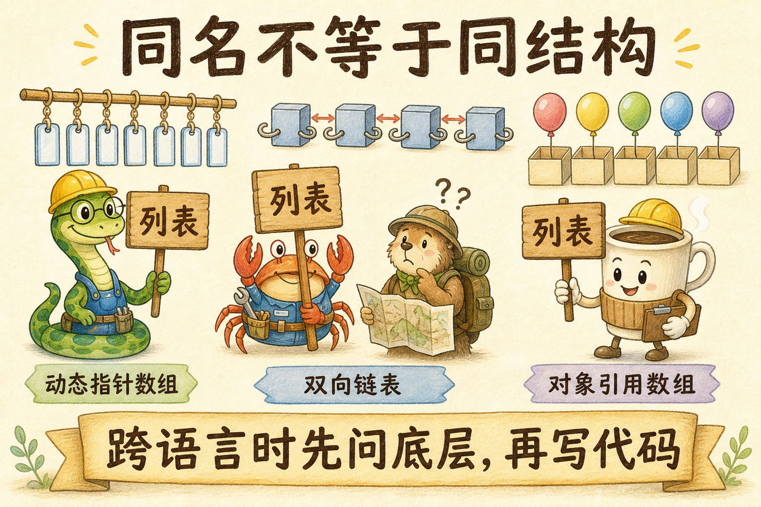 图 3　同名不等于同结构：先问底层再写跨语言代码