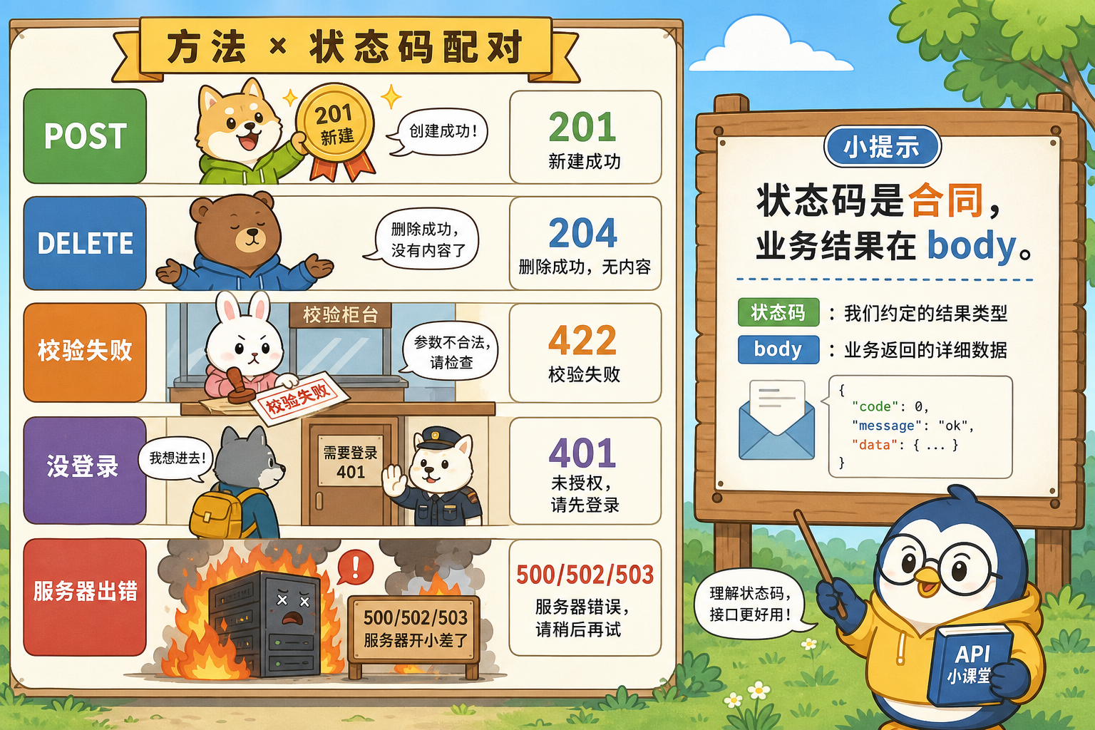 图 C 方法与状态码配对示意