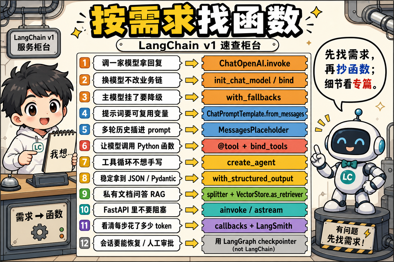 图 2 按需求找函数:左列是任务,右列是入口(对应上表)